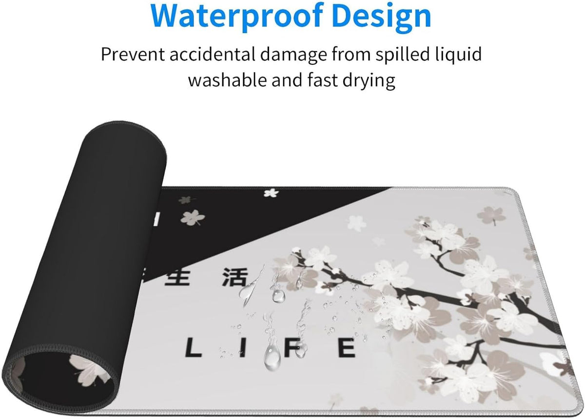 Japanese Mouse Pad, Large Japanese Desk Mat, XL Anime Gaming Keyboard Mat, Non-Slip Rubber Base, Big Extended Desk Protector for Home Office, 31.5”x11.8”