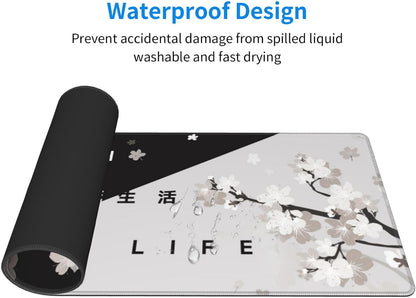 Japanese Mouse Pad, Large Japanese Desk Mat, XL Anime Gaming Keyboard Mat, Non-Slip Rubber Base, Big Extended Desk Protector for Home Office, 31.5”x11.8”