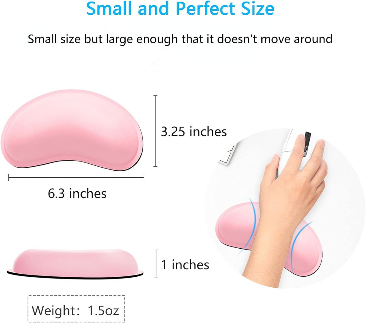 Mouse Wrist Rest, Ergonomic Memory Foam Mouse Wrist for Computer Desk Mats Support, PU Leather Hand Rest Pad Cushion for Gaming, Laptop, Men, Women, Pain Relief & Easy Typing, Black