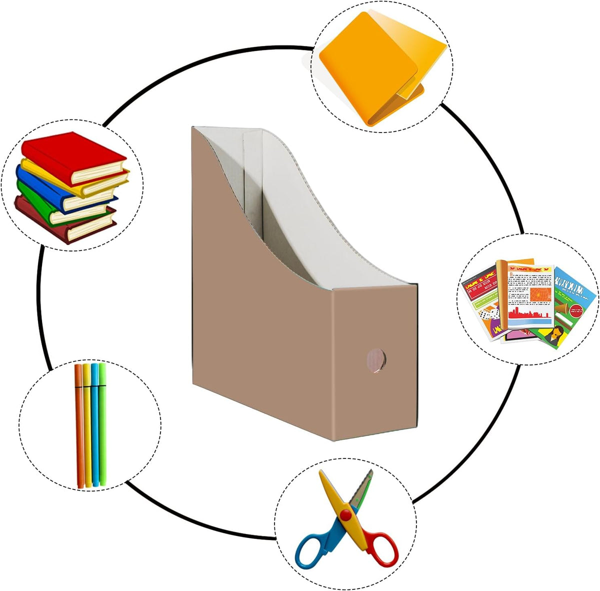Limitliho Magazine File Folder Holder for Desk, Book Bins for Classroom Library,Office,Home, 10.6" H x 10.2" L x 3.5" W in Cardboard Paper Organizer (Six color, 6 Pack)