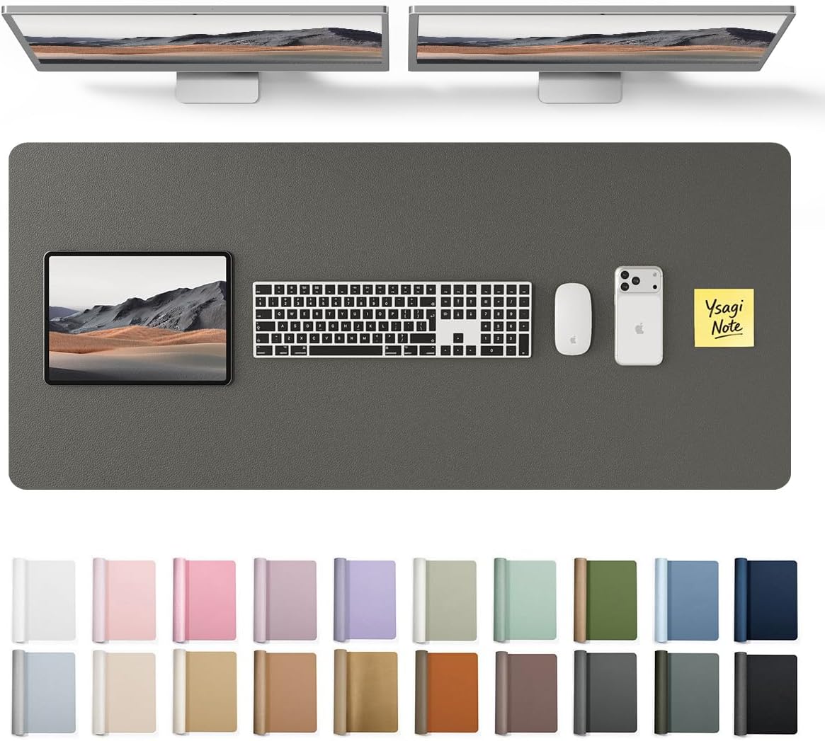 YSAGi Leather Desk Pad Protector, Large Mouse Pad, Non-Slip PU Leather Desk Blotter, Waterproof Writing Pad for Office and Home (31.5" x 15.8", Eggshell) - Colors B