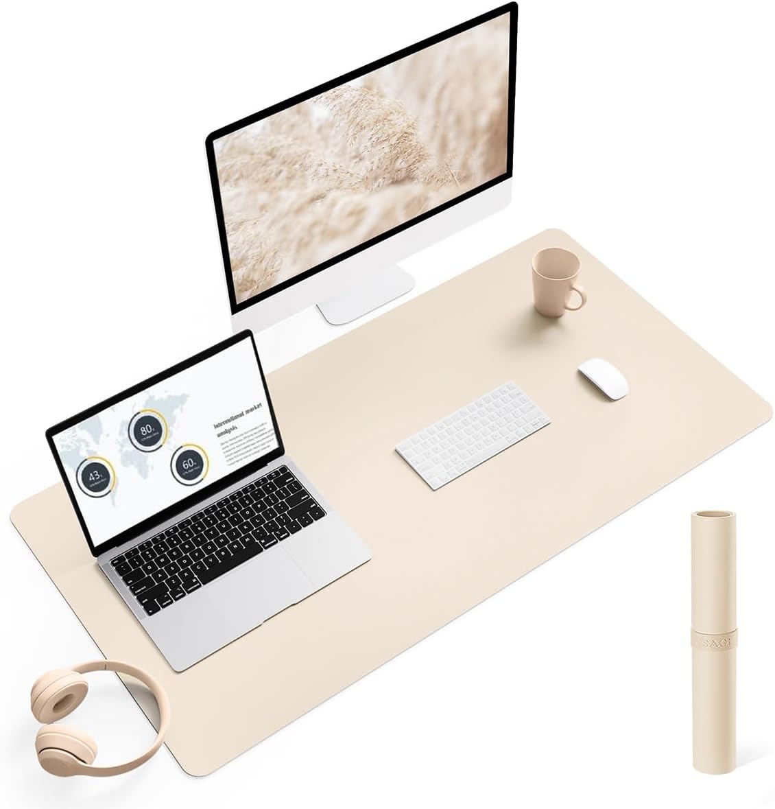 YSAGi Non-Slip Leather Desk Pad, Waterproof Laptop Computer Desk Keyboard Mat, Table Protector Blotter Mat, Large Mouse Pad for Office/Work/Home/Decor(Dark Brown, 31.5" x 15.7")