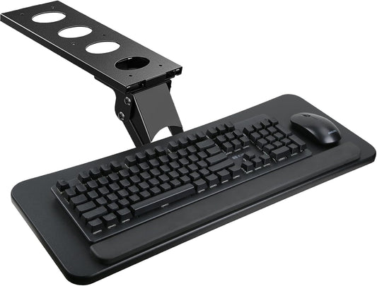 Keyboard Tray Under Desk,Adjustable for Height and Tilt, Adjustable Computer Keyboard & Mouse Platform Tray,25"W x 9.8"D Surface, Ideal for Home and Office Use