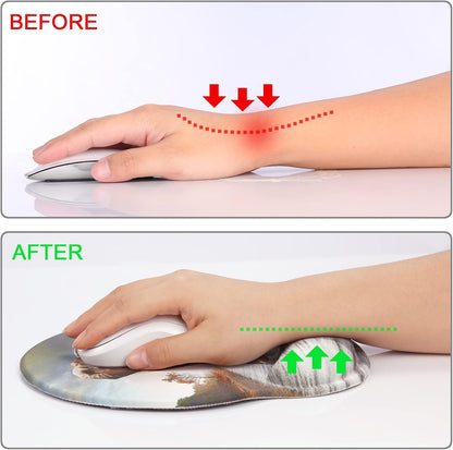 Ergonomic Mouse Pad with Wrist Support Rest,Large Mousepad Gel Wrist Rest, with Coaster Non-Slip & Pain Relief for Computer, Desk, Home&Office-Beach - Colors B