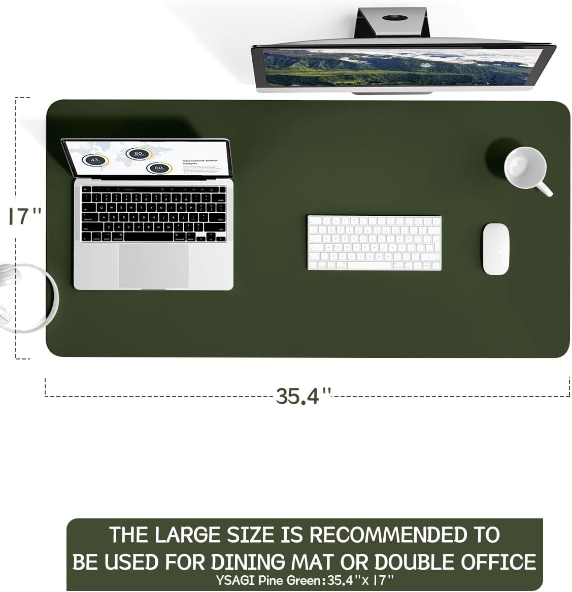 YSAGi Non-Slip Leather Desk Pad, Waterproof Laptop Computer Desk Keyboard Mat, Table Protector Blotter Mat, Large Mouse Pad for Office/Work/Home/Decor(Dark Brown, 31.5" x 15.7")
