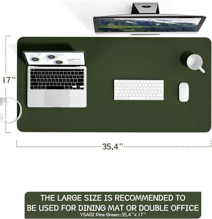 YSAGi Non-Slip Leather Desk Pad, Waterproof Laptop Computer Desk Keyboard Mat, Table Protector Blotter Mat, Large Mouse Pad for Office/Work/Home/Decor(Dark Brown, 31.5" x 15.7")