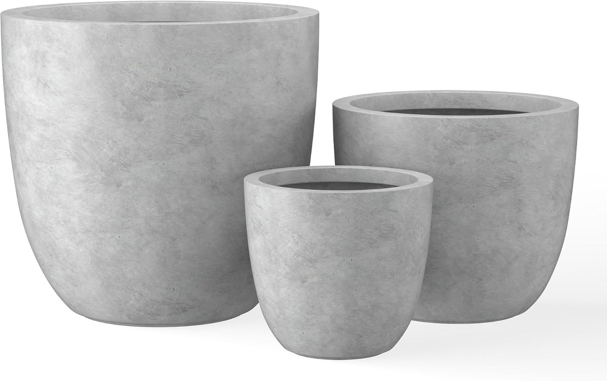 Kante 8.9" H x 10" W Small Concrete Planter, Compact Desktop Plant Pot with Drainage Hole & Rubber Plug – Lightweight Breathable Cement Container for Succulents, Cactus, Herbs, Indoor Outdoor, Gift
