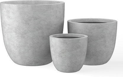 Kante 8.9" H x 10" W Small Concrete Planter, Compact Desktop Plant Pot with Drainage Hole & Rubber Plug – Lightweight Breathable Cement Container for Succulents, Cactus, Herbs, Indoor Outdoor, Gift