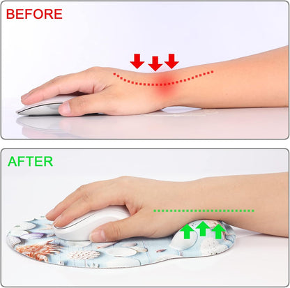 Ergonomic Mouse Pad with Wrist Support Rest,Large Mousepad Gel Wrist Rest, with Coaster Non-Slip & Pain Relief for Computer, Desk, Home&Office-Beach - Colors B