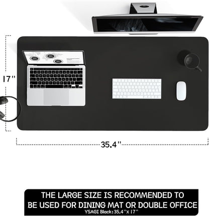 YSAGi Non-Slip Leather Desk Pad, Waterproof Laptop Computer Desk Keyboard Mat, Table Protector Blotter Mat, Large Mouse Pad for Office/Work/Home/Decor(Dark Brown, 31.5" x 15.7")