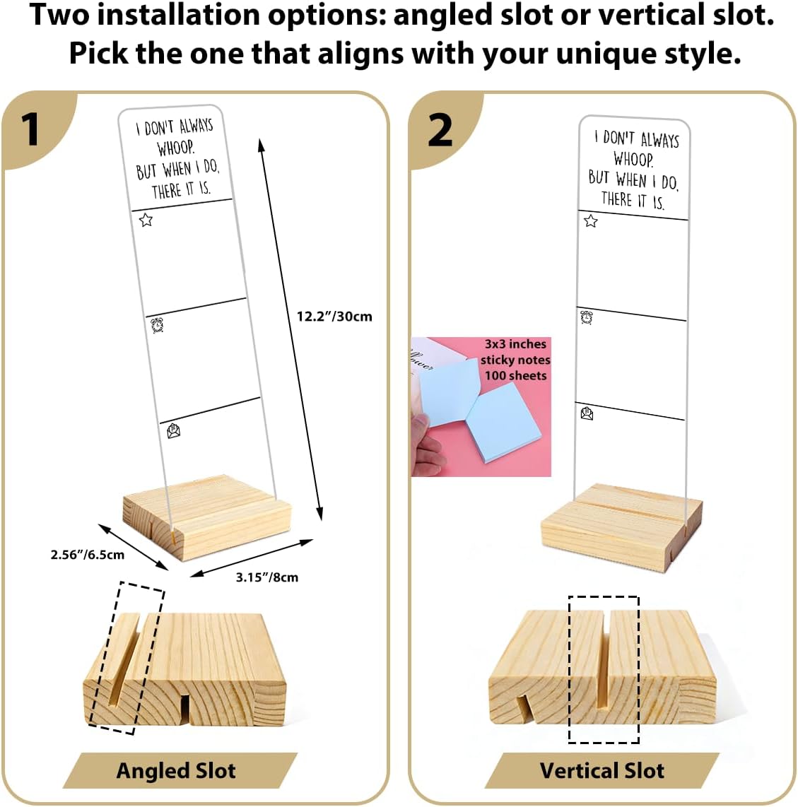 Monitor Memo Board with Removable Wooden Base Acrylic Portable Sticky Note Holder, It is Okay to Acrylic Message Board Sign, Office Desk Desk Set Sticky Notes 100 Sheets