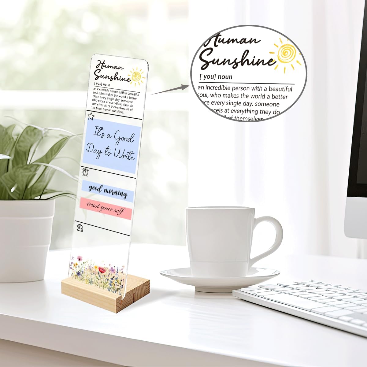 Note to Self Motivational Decor Sticky Note Holder, Mental Health Monitor Memo Board Decorations for School Counseling Office Therapy Desktop Art Decoration School Counselor, Therapist Office Gifts