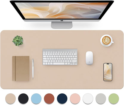 Bloss Leather Desk Pad and Keyboard Wrist Rest, Large Mouse Pad + Keyboard Pad+Mouse Wrist Support, Non-Slip Desk Mat Protector for Office, Home(31.5×15.7 Inches,Beige) - Colors A