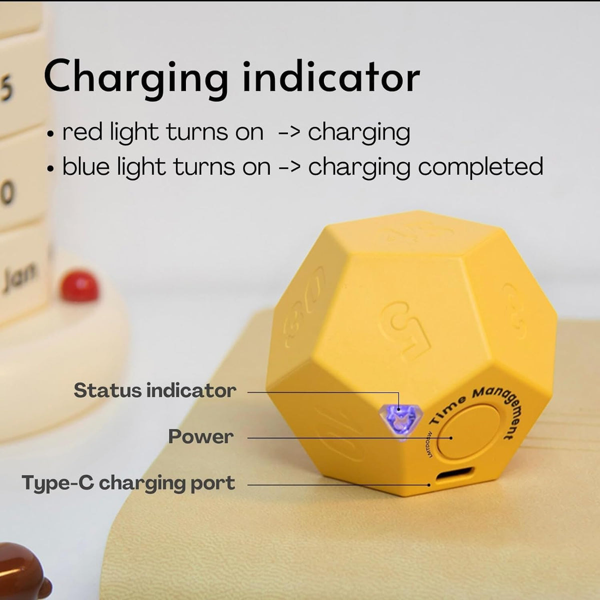 Mini 12 Sided Cube Timer, 11 Preset Times Pomodoro Timer for Enhanced Productivity. Ideal for ADHD Management, Workout, Study & Kitchen Cooking. Easy to Use（White）