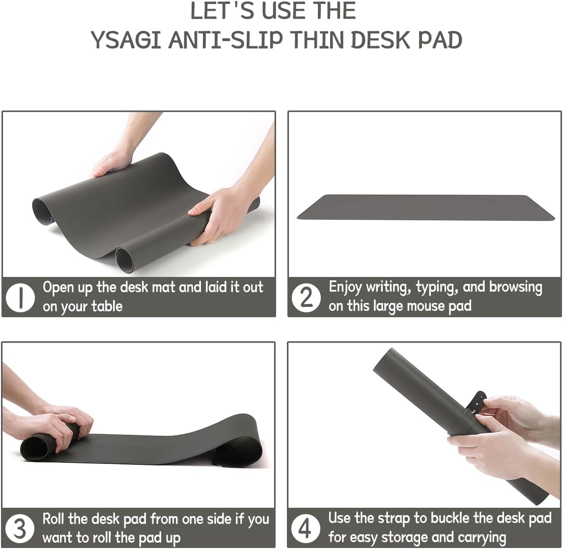 YSAGi Non-Slip Leather Desk Pad, Waterproof Laptop Computer Desk Keyboard Mat, Table Protector Blotter Mat, Large Mouse Pad for Office/Work/Home/Decor(Dark Brown, 31.5" x 15.7")