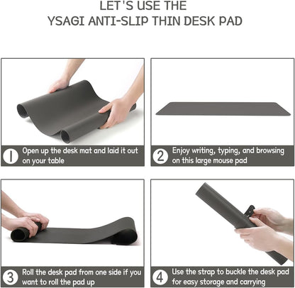 YSAGi Non-Slip Leather Desk Pad, Waterproof Laptop Computer Desk Keyboard Mat, Table Protector Blotter Mat, Large Mouse Pad for Office/Work/Home/Decor(Dark Brown, 31.5" x 15.7")