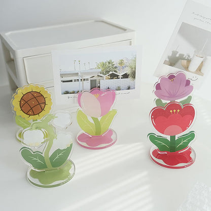 6 pcs Cute Flower Table Card Memo Holder Stand, Table Photo Display Clip Stand for Monmory Photo Picture Memo Cards Paper Note Postcards Wedding Number Card Display