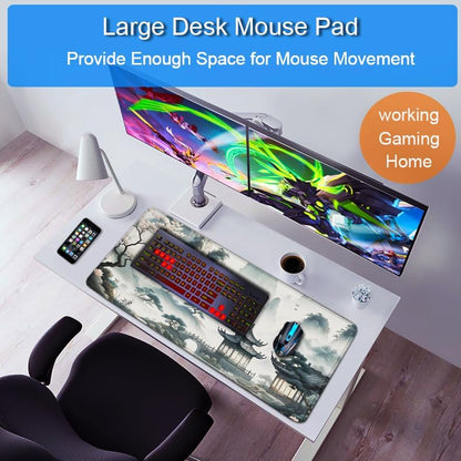 Large Gaming Mouse Pad, 31.5x15.7 inch Large Extended Computer Keyboard Mouse Mat, Water Resist Non-Slip Mousepad Rubber Base Long XXL Desk Mouse Pad for Work & Gaming, Office & Home, Black