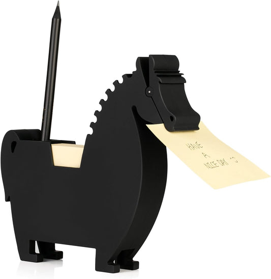 Memo Holder Desktop Note pad Dispenser Horse Pen Holder Multi-Functional Clip for Note Short Note pad,2 Packs memo (Horse, Black)