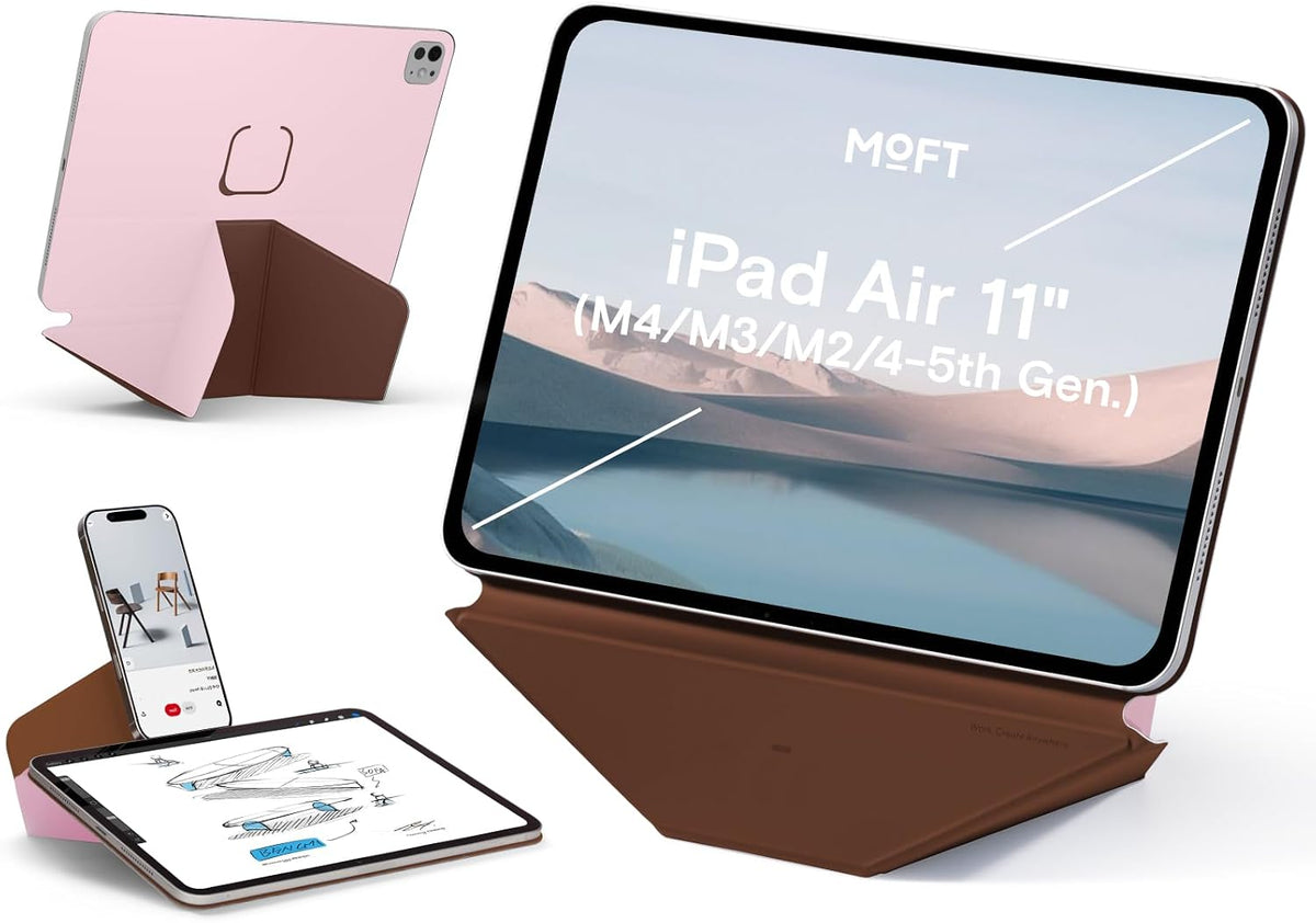 MOFT Dynamic Folio Tablet Stand for Desk Compatible with iPad mini A17 Pro 2024 & iPad mini 6th A15 2021, Slim Magnetic Tablet Holder Case with 20+ Viewing Angles, Beach White x Terracotta