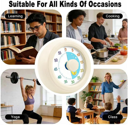 60 Minute Visual Timer with Silent Operation Visual Countdown Timer Rainbow Disk 60 Minute Countdown Timer Task Reminder Home and Kitchen Timer for Kids Desk, Office Meetings (White-Rainbow)