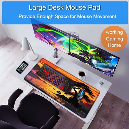 Large Gaming Mouse Pad, 31.5x15.7 inch Large Extended Computer Keyboard Mouse Mat, Water Resist Non-Slip Mousepad Rubber Base Long XXL Desk Mouse Pad for Work & Gaming, Office & Home, Black