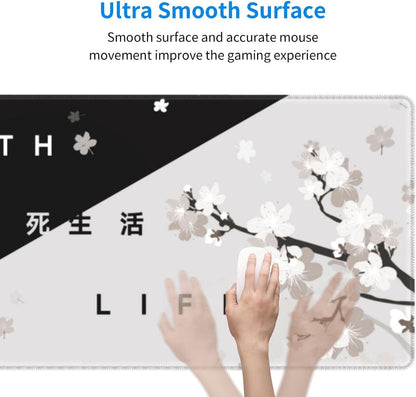 Japanese Mouse Pad, Large Japanese Desk Mat, XL Anime Gaming Keyboard Mat, Non-Slip Rubber Base, Big Extended Desk Protector for Home Office, 31.5”x11.8”