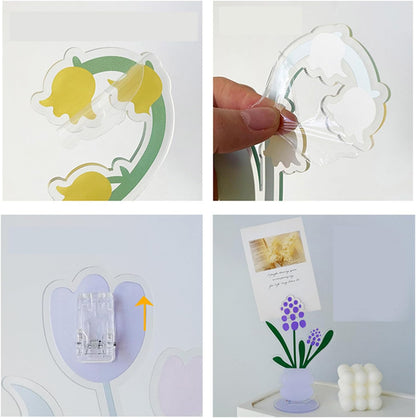 6 pcs Cute Flower Table Card Memo Holder Stand, Table Photo Display Clip Stand for Monmory Photo Picture Memo Cards Paper Note Postcards Wedding Number Card Display