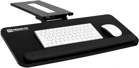 Mount-It! Under Desk Keyboard Tray, Slide-Out Keyboard Drawer with Height, Tilt and Swivel Adjustment, 25" x 10" Keyboard & Mouse Platform with Wrist Rest, Bolt-On Under Desk Mount