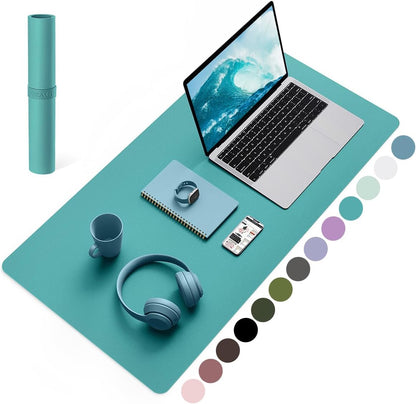 YSAGi Non-Slip Leather Desk Pad, Waterproof Laptop Computer Desk Keyboard Mat, Table Protector Blotter Mat, Large Mouse Pad for Office/Work/Home/Decor(Dark Brown, 31.5" x 15.7")