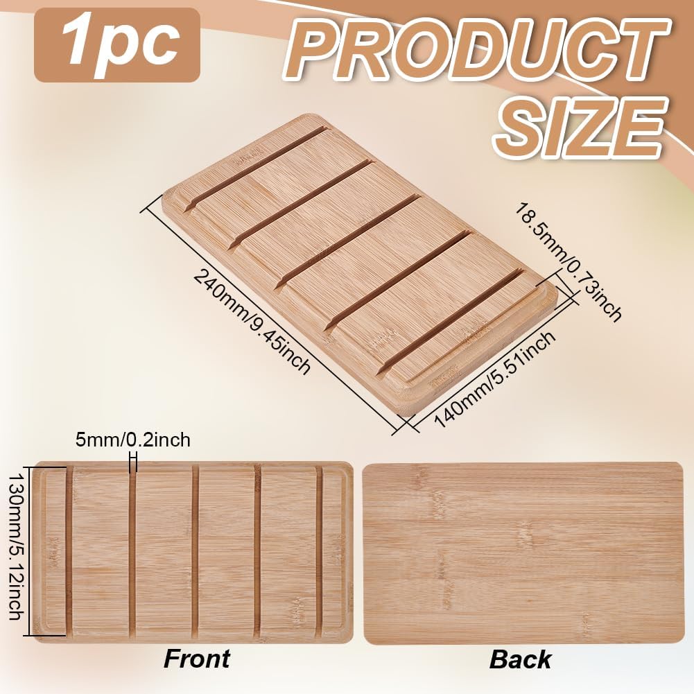 FINGERINSPIRE Wooden Clipboard Holder 9.45x5.5x0.7inch PapayaWhip Color Bamboo Clipboard Holder with 5 Slots Rectangle Bamboo Organizer Stand for Documents Office Classroom Tabletop Display