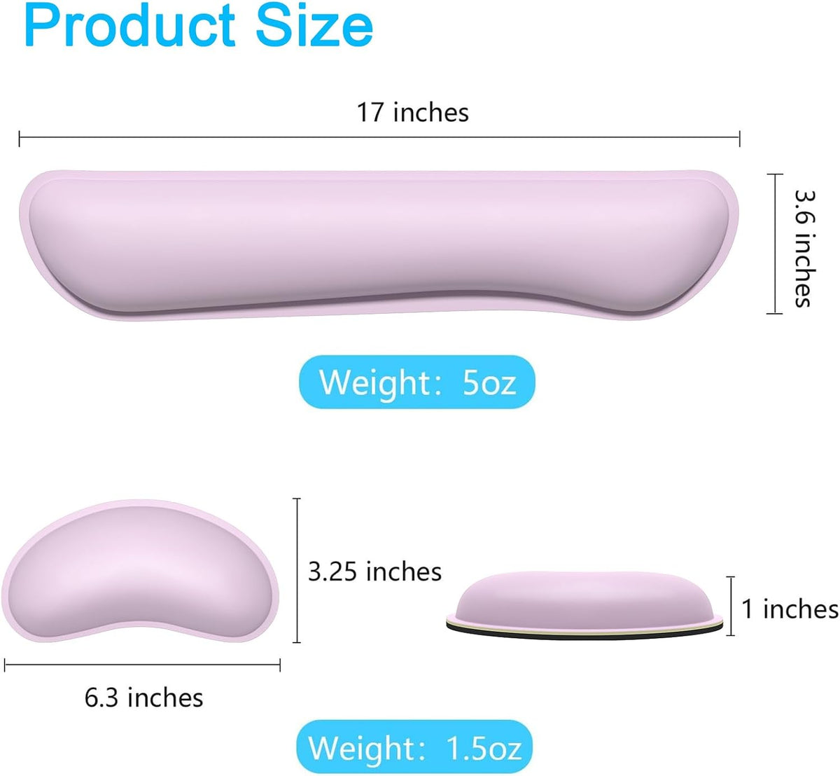 Mouse Wrist Rest, Ergonomic Memory Foam Mouse Wrist for Computer Desk Mats Support, PU Leather Hand Rest Pad Cushion for Gaming, Laptop, Men, Women, Pain Relief & Easy Typing, Black