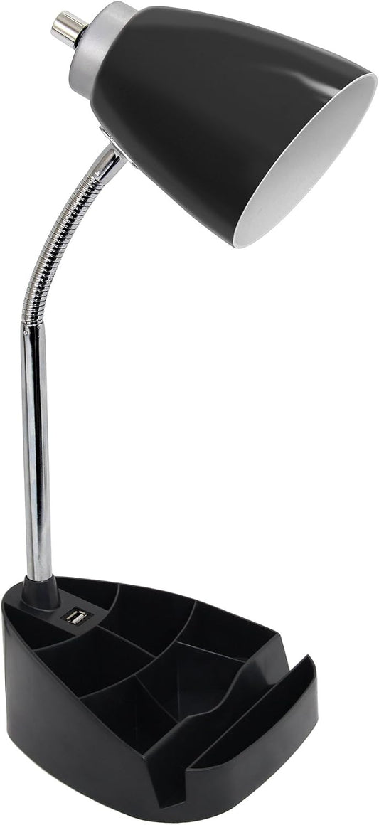 Limelights LD1056-BLK Desk Lamp Organizer with iPad Tablet Book Stand and USB Charging Port, Black