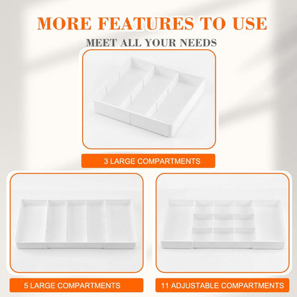 Briwooody 1 Pcs Large Expandable Acrylic Drawer Organizers, Grid Adjustable Drawer, Dividers Organizer for Desk, Makeup, Jewelry, Office, Kitchen Supplies (Clear,11 Compartments)