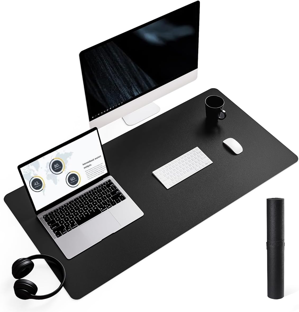 YSAGi Non-Slip Leather Desk Pad, Waterproof Laptop Computer Desk Keyboard Mat, Table Protector Blotter Mat, Large Mouse Pad for Office/Work/Home/Decor(Dark Brown, 31.5" x 15.7")