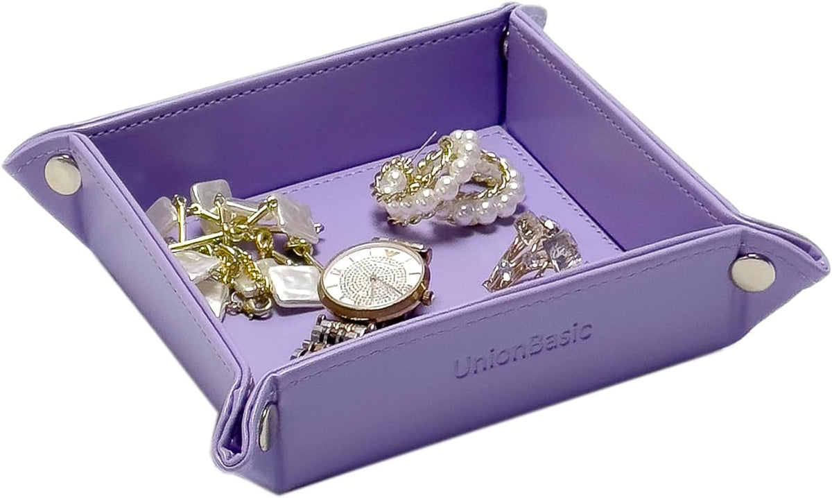 Small Valet Tray, Jewelry Tray for Rings Watches Earrings, Entryway Catchall Caddy for Coins Keys Change, Nightstand Bedside Valet Holder, Trays for Electronic Gadgets, Beige - Colors A