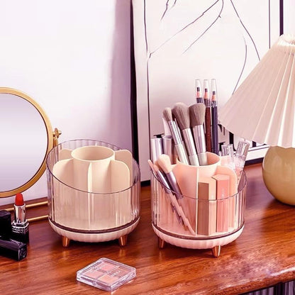 Rotating Pencil Holder, Desk Organizer with Multi-Compartment Design-Stylish, Functional Storage Solution for Home Offices, Classroom, Art Supplies Storage (Transparent white)