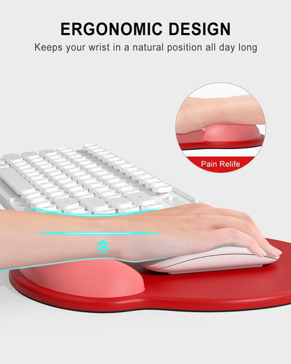 Ergonomic Mouse Pad with Wrist Rest, Comfortable Silicone Non-Slip Computer Pain Relief Gel Mouse Mat with Wrist Support for Gaming, Work, Office, Women & Men, Cute Pattern, Beige