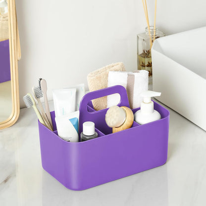 Multiuse Caddy Organizer with Handle, Portable Divided Plastic Tote Bin - Art Craft, Stationary Pen Marker Crayons, Makeup Hair Supplies Storage - Bathroom, Classroom, Dorm, Office, Desk Holder -Black