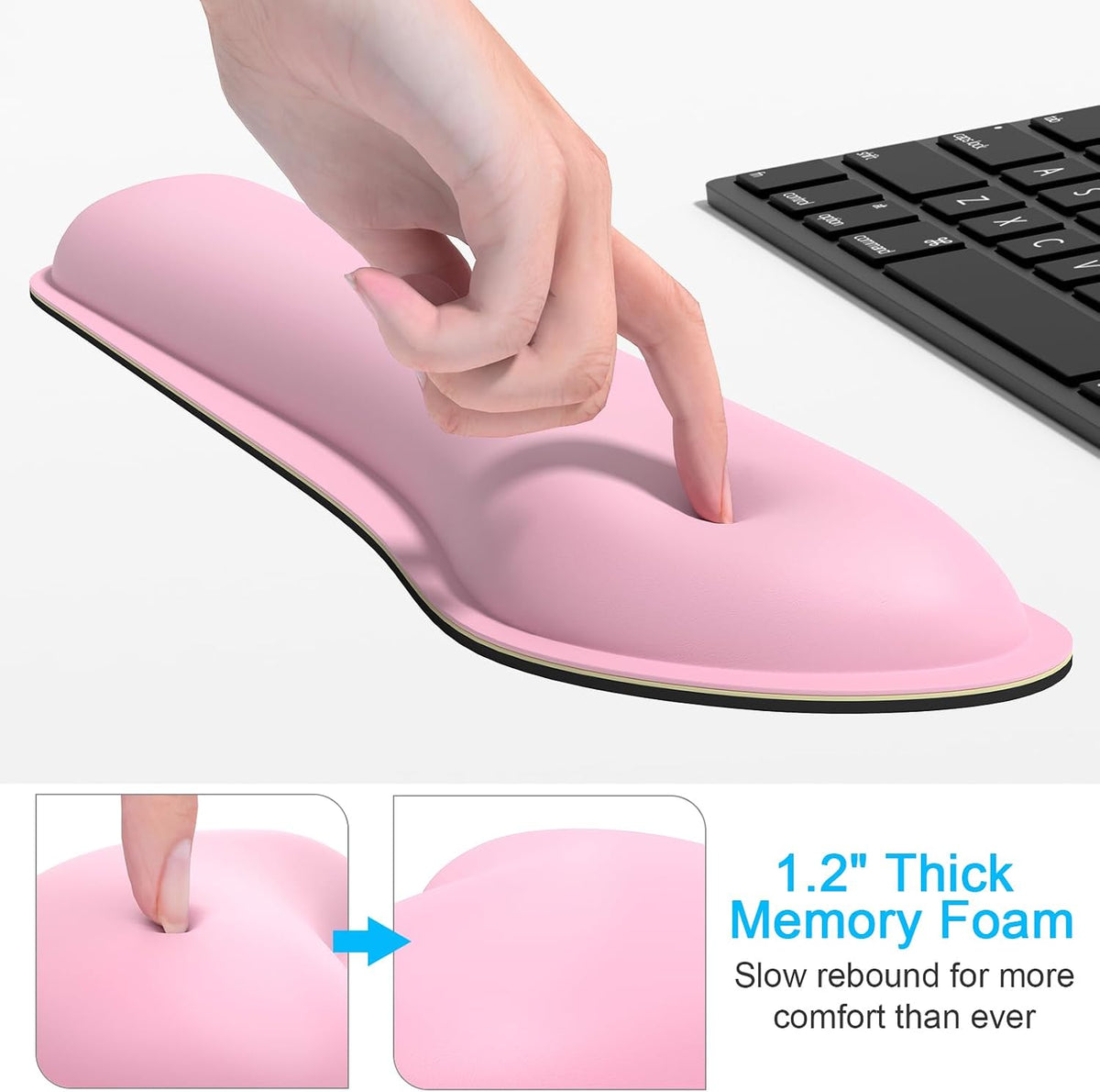 Mouse Wrist Rest, Ergonomic Memory Foam Mouse Wrist for Computer Desk Mats Support, PU Leather Hand Rest Pad Cushion for Gaming, Laptop, Men, Women, Pain Relief & Easy Typing, Black
