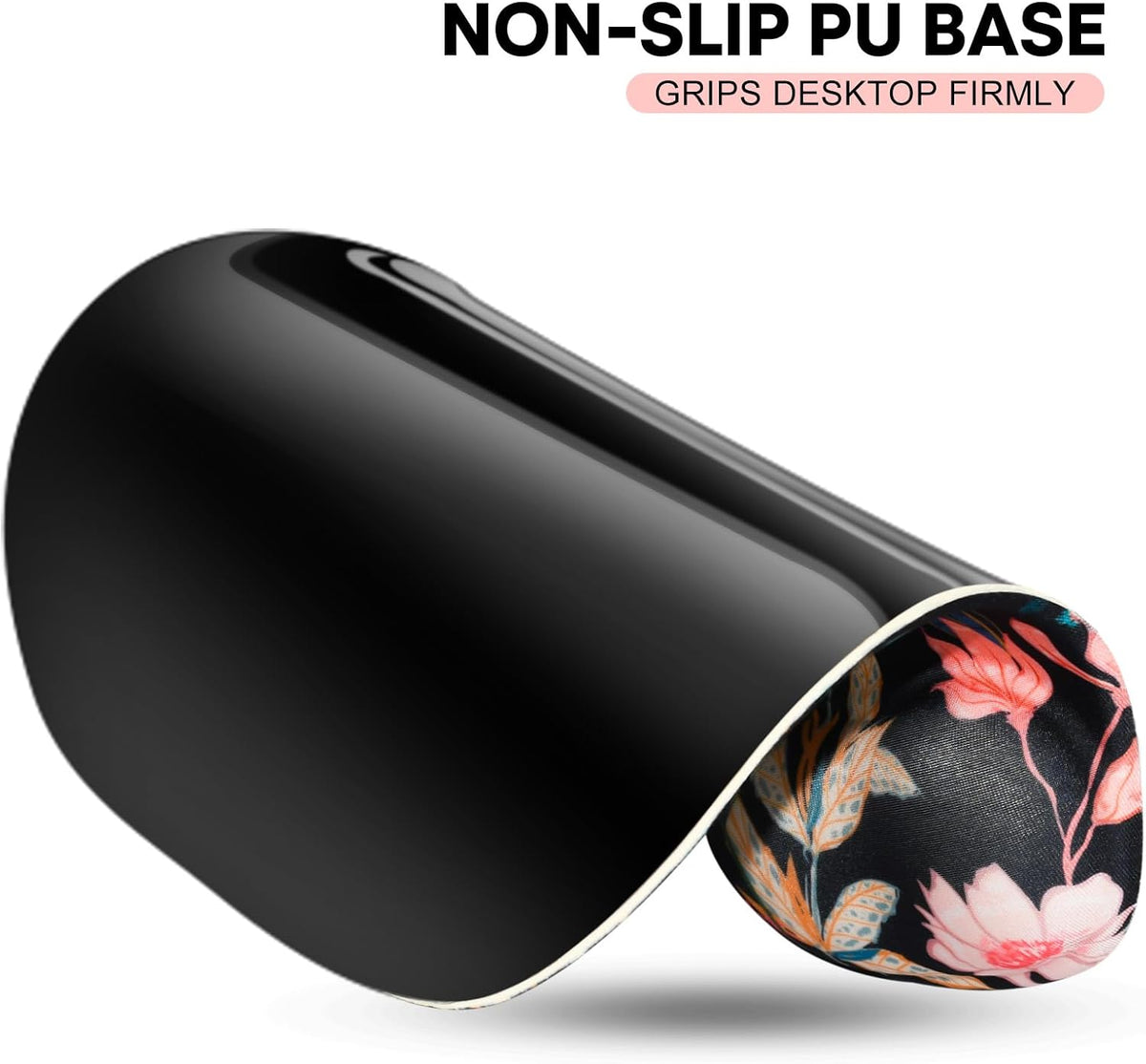 JIKIOU Mouse Pad, 2 Pack Ergonomic Mouse Pads with Comfortable Gel Wrist Rest Support and Smooth Cloth, Non-Slip PU Base for Easy Typing Pain Relief Durable and Easy to Clean Small Black