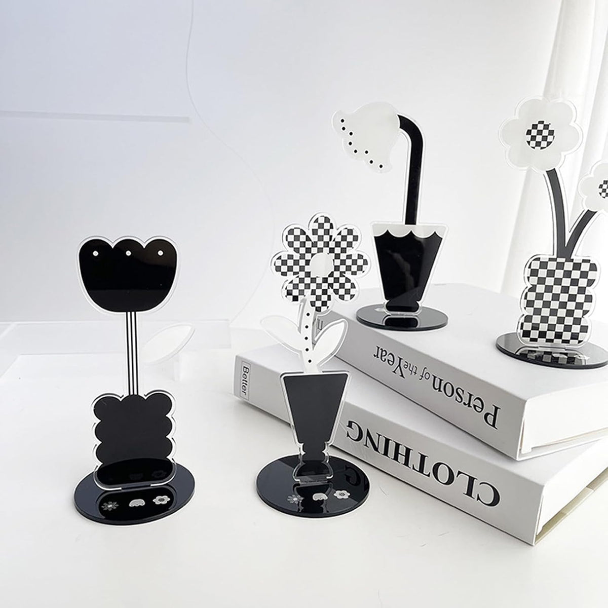 6 pcs Cute Flower Table Card Memo Holder Stand, Table Photo Display Clip Stand for Monmory Photo Picture Memo Cards Paper Note Postcards Wedding Number Card Display