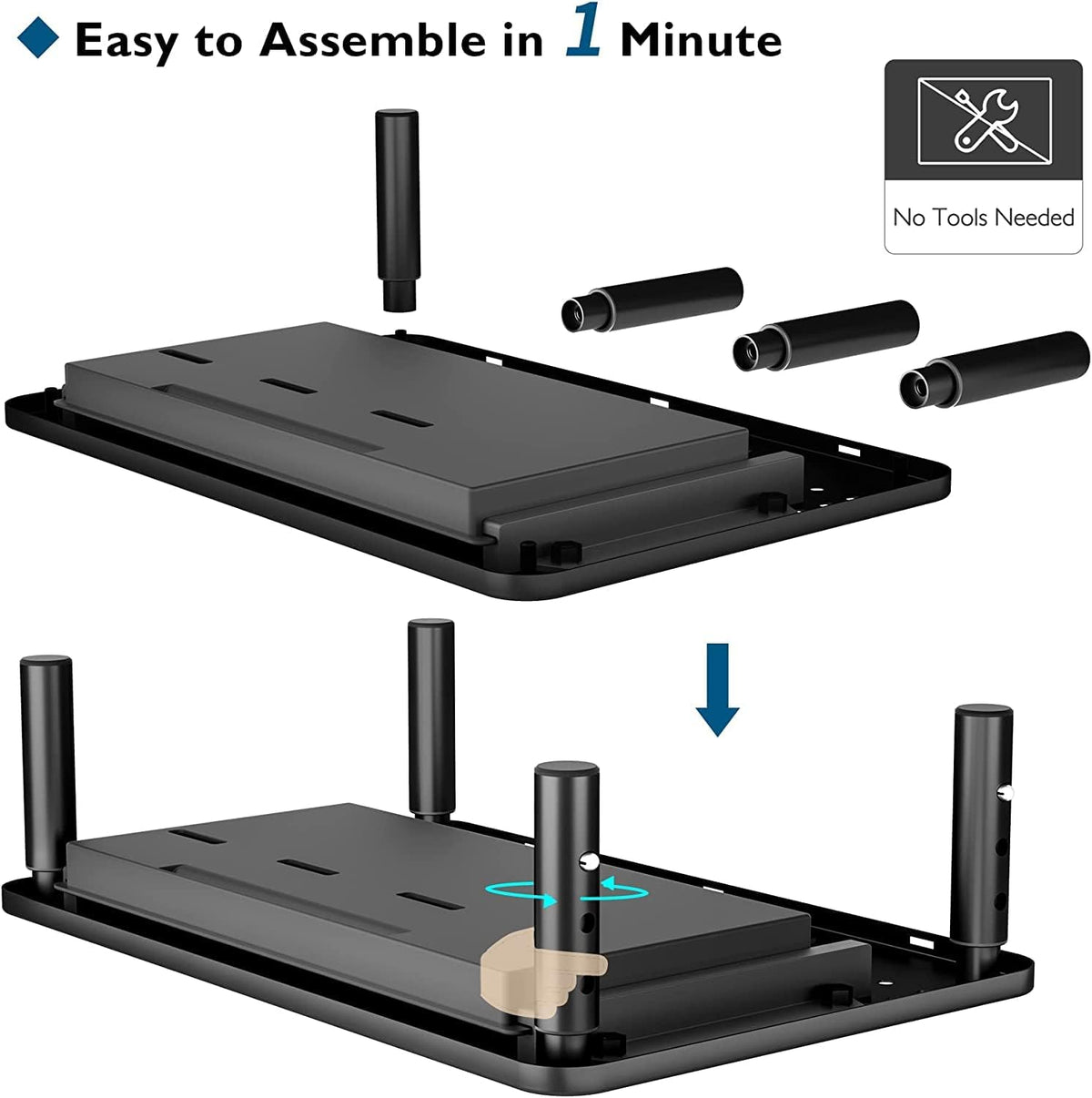 BONTEC Adjustable Monitor Stand Riser with Drawer, Ergonomic Mesh Platform Computer Monitor Stand for Desk, Ventilated Laptop and PC Stand with Cable Management, Supports up to 44lbs