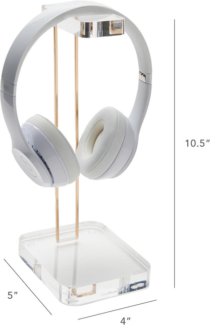Acrylic Headphone Stand with Gold Hardware, Clear