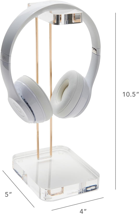 Acrylic Headphone Stand with Gold Hardware, Clear
