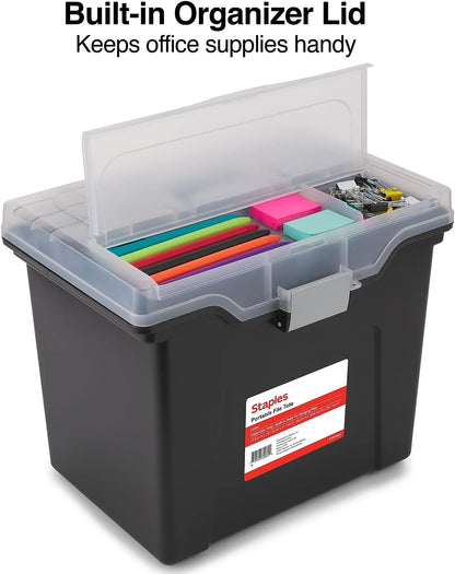 Hanging File Folder Box, Storage Bin Organizer, Snap Lid, Clear
