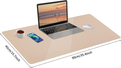 Bloss Leather Desk Pad and Keyboard Wrist Rest, Large Mouse Pad + Keyboard Pad+Mouse Wrist Support, Non-Slip Desk Mat Protector for Office, Home(31.5×15.7 Inches,Beige) - Colors A