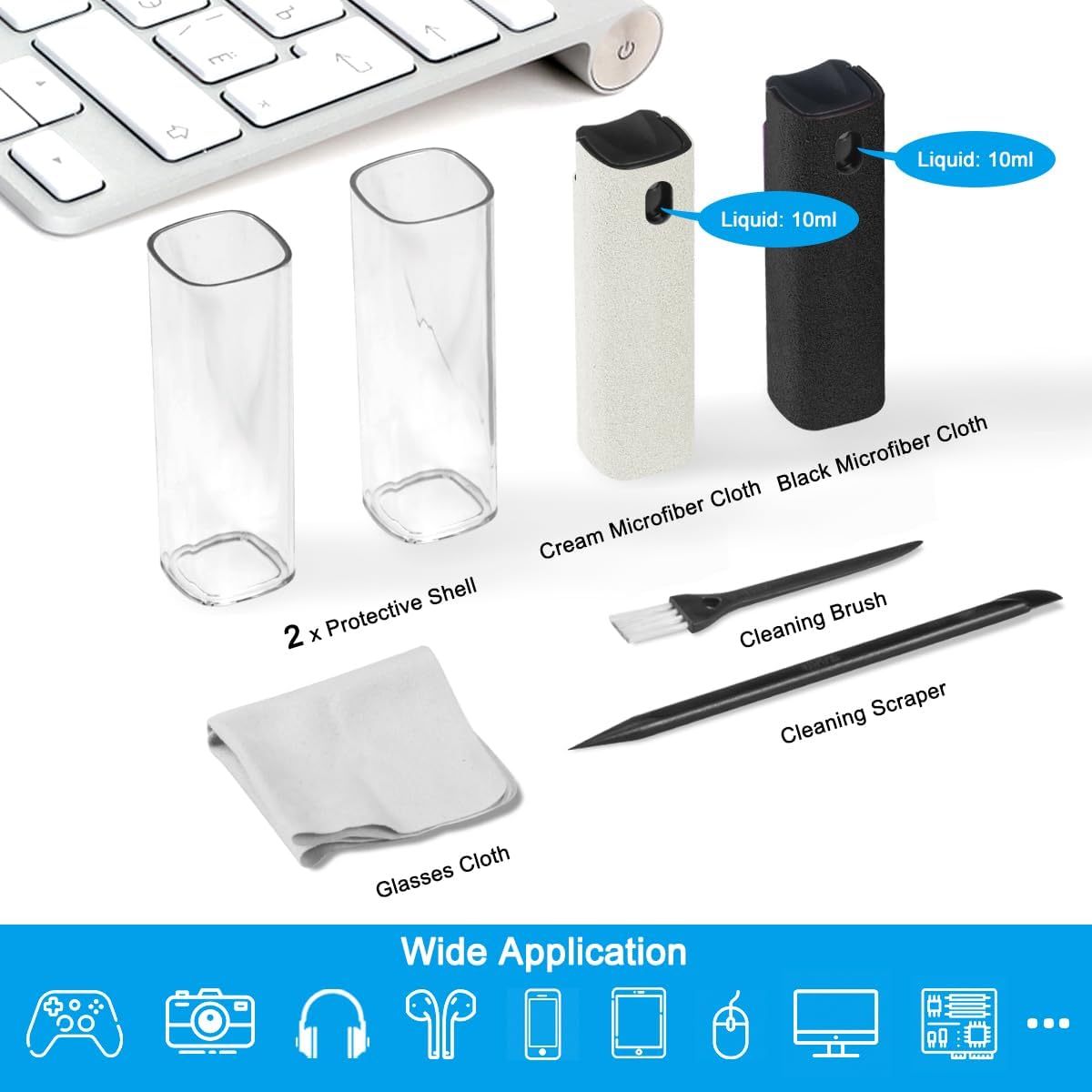 2 Pack Screen Cleaner Spray and Wipe for Laptop Monitor and Car Screens, Phone Touchscreen Mist Cleaning Kit for Cellphone, Tablet, PC, Computer, LCD, Eyeglass, iPhone, iPad, Mac Pro - Grey and Pink