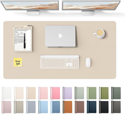 YSAGi Leather Desk Pad Protector, Office Desk Mat, Large Mouse Pad, Non-Slip PU Leather Desk Blotter, Waterproof Laptop Desk Writing Pad for Office and Home (23.6" x 13.8", Eggshell) - Colors B
