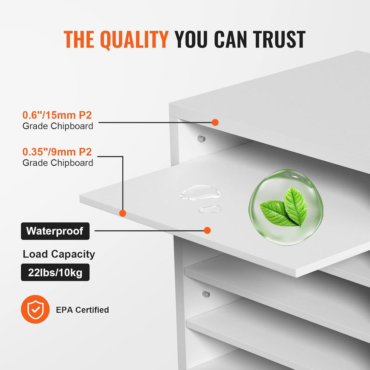 VEVOR Literature Organizers, 12 Compartments Office Mailbox with Adjustable Shelves, Wood Literature Sorter 20.4x12x16.1 inches for Office, Home, Classroom, Mailrooms Organization, EPA Certified White